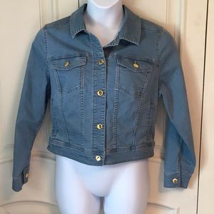 NEW Cropped Denim Jacket with Signature Buttons